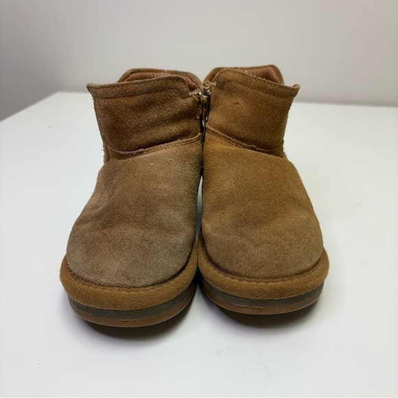 3/$30 Malu Size 10 Toddler Sheepskin Ugg Style Light Up Boots Chestnut Zip Suede - Picture 3 of 11